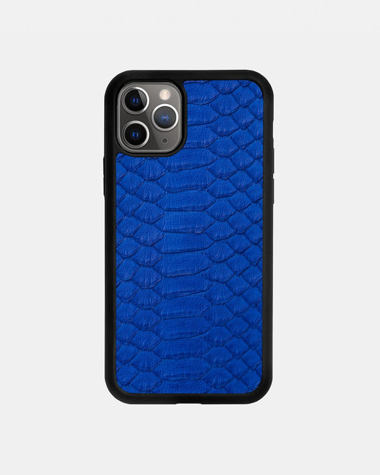 Blue python leather case with wide scales for iPhone 11 Pro