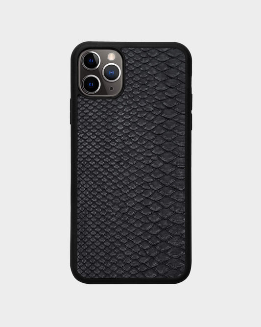 Чохол із чорної шкіри пітона з дрібними лусочками для iPhone 11 Pro Max