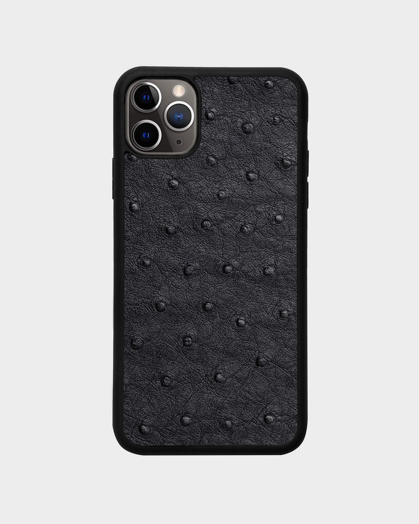 Чохол із чорної шкіри страуса для iPhone 11 Pro Max
