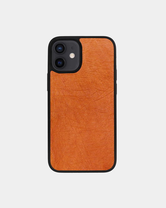 Чохол із коричневої шкіри страуса без фолікул для iPhone 12