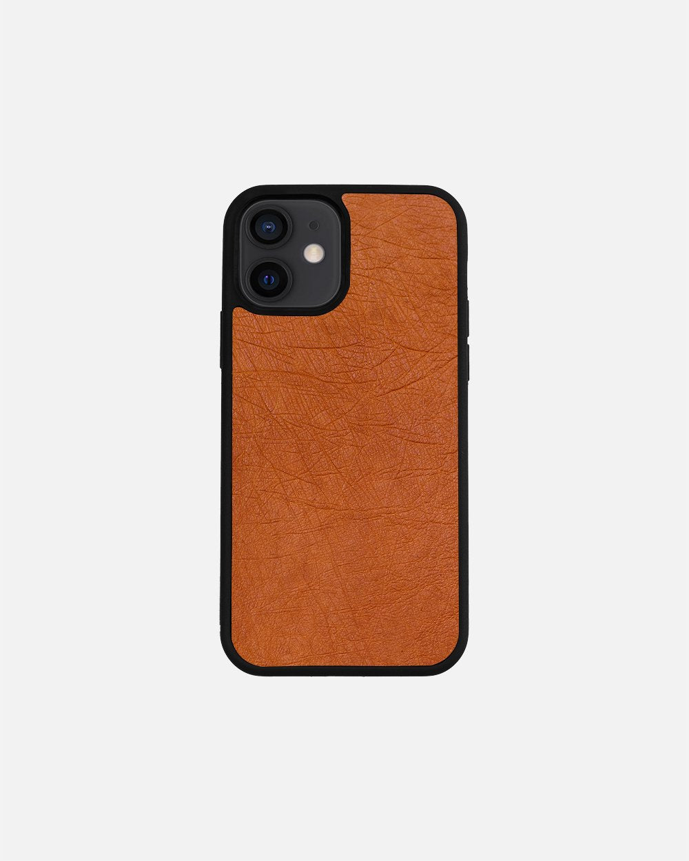 Чохол із коричневої шкіри страуса без фолікул для iPhone 12 Mini