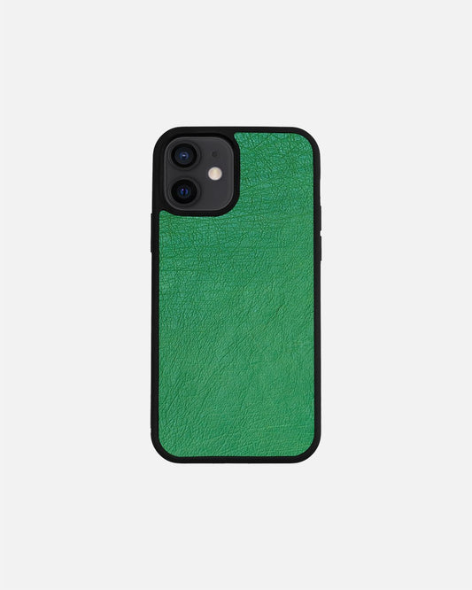 Чохол із зеленої шкіри страуса без фолікул для iPhone 12 Mini