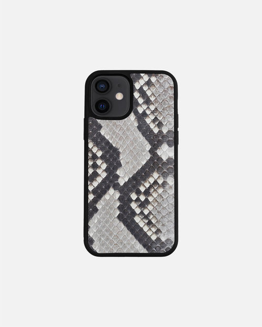 Чохол із чорно-білої шкіри пітона з дрібними лусочками для iPhone 12 Mini