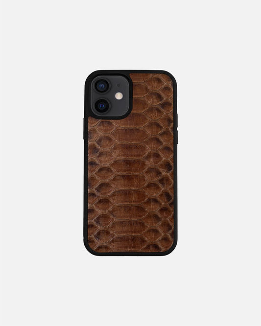Чохол із коричневої шкіри пітона з широкими лусочками для iPhone 12 Mini