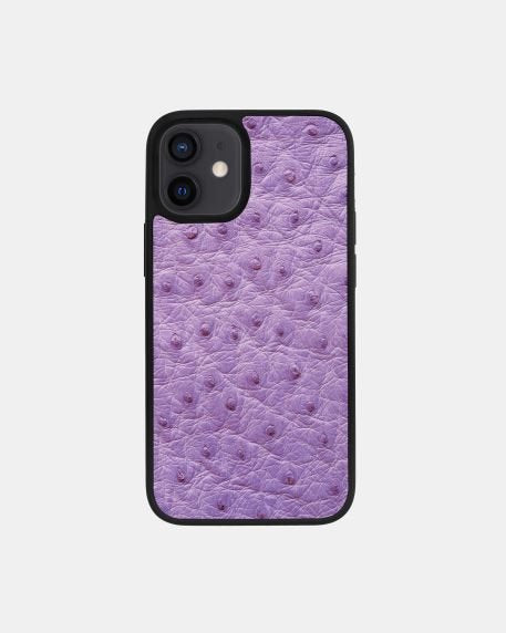 Чохол із фіолетової шкіри страуса з фолікулами для iPhone 12
