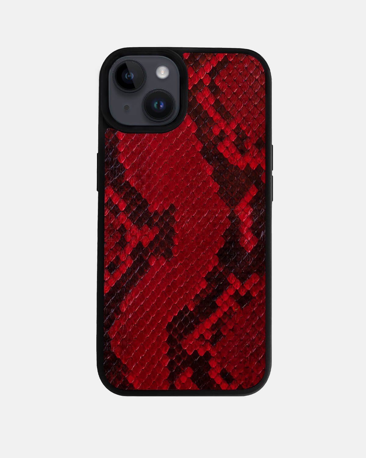 Чохол із червоної шкіри пітона з дрібними лусочками для iPhone 14 Plus