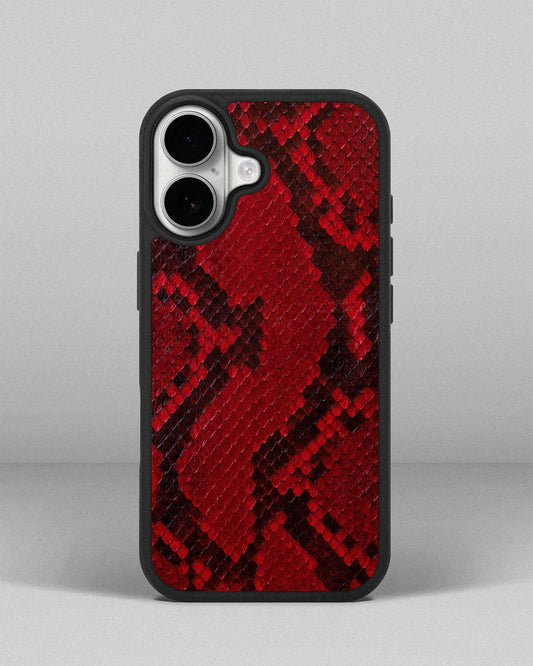 Чохол із червоної шкіри пітона з дрібними лусочками для iPhone 17