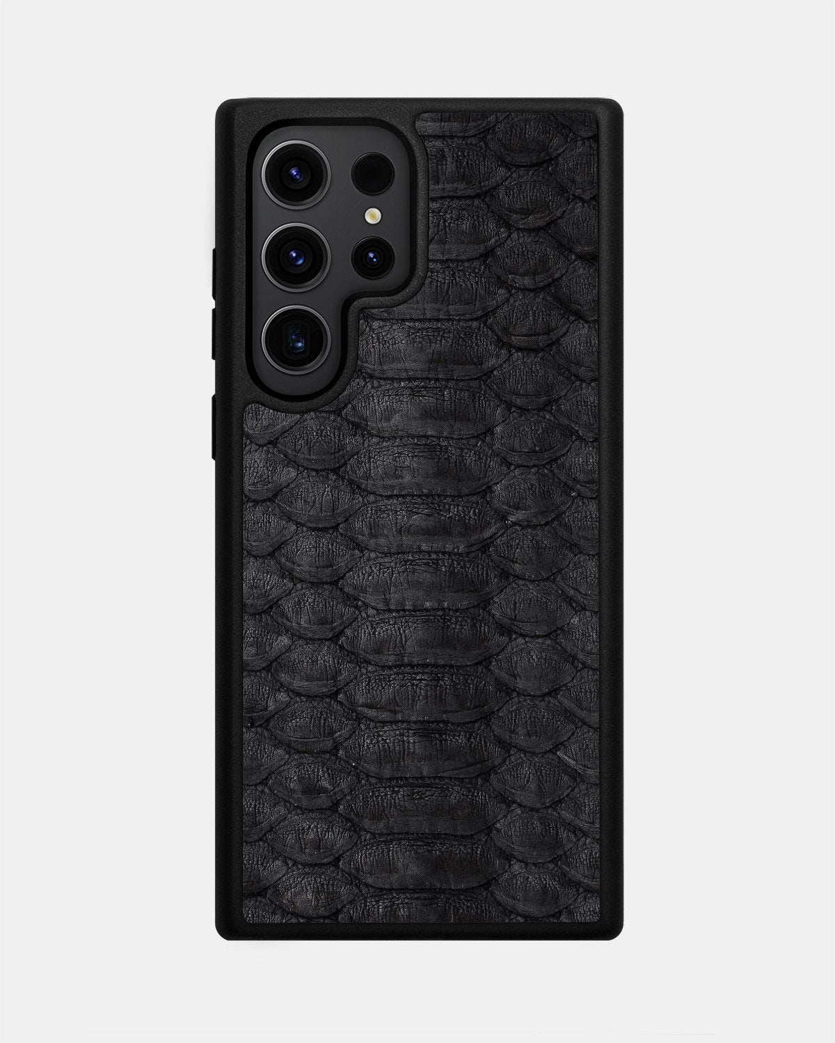 Чохол із чорної шкіри пітона з широкими лусочками для Samsung S23 Ultra