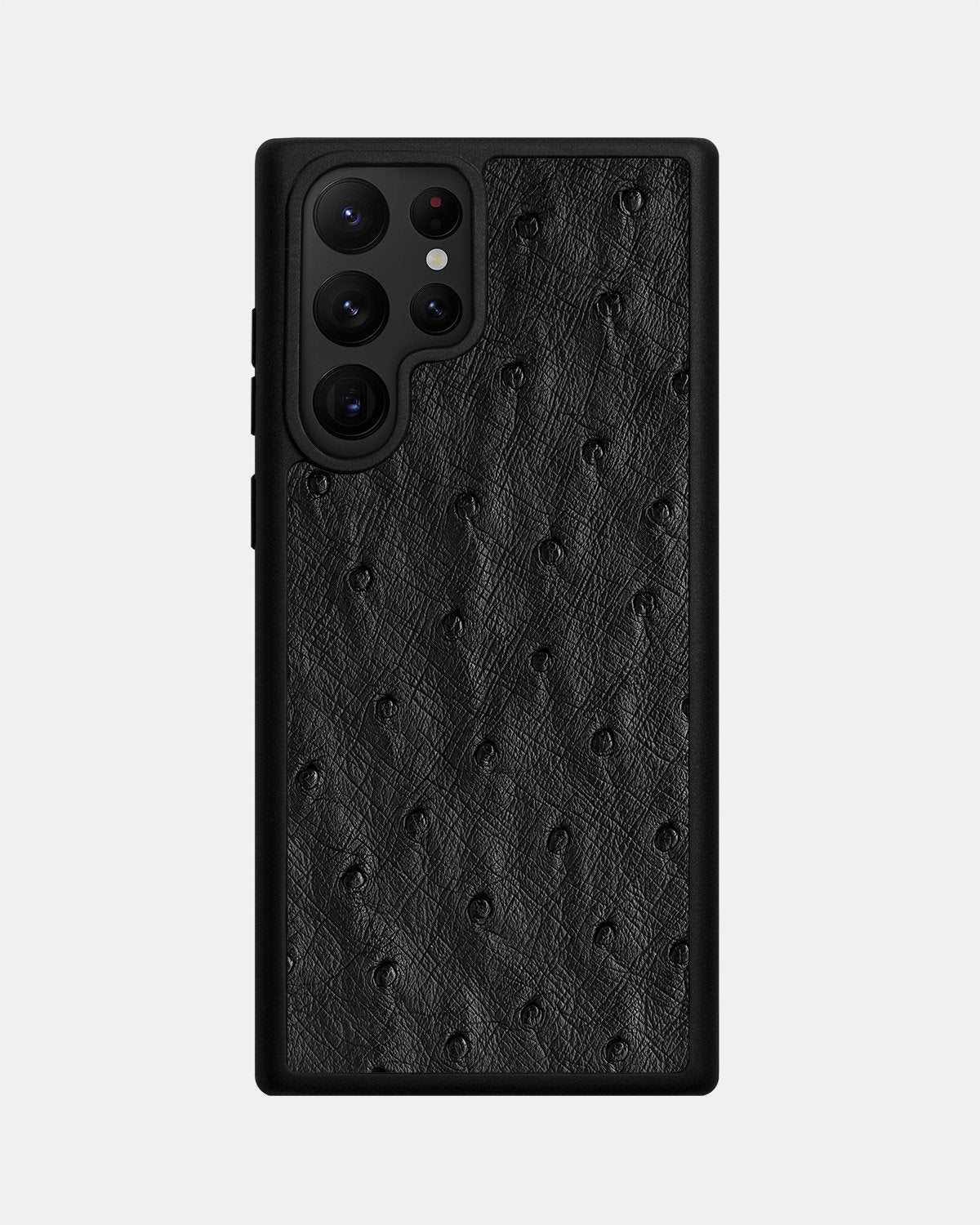 Чохол із чорної шкіри страуса з фолікулами для Samsung S22 Ultra