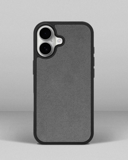 Case with light gray Alcantara insert for iPhone 17