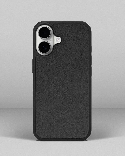 Case with gray Alcantara insert for iPhone 17