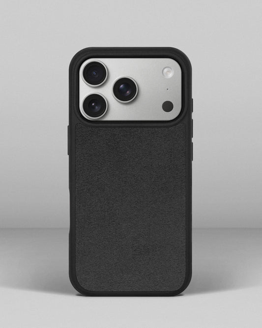 Case with gray Alcantara insert for iPhone 17 Pro