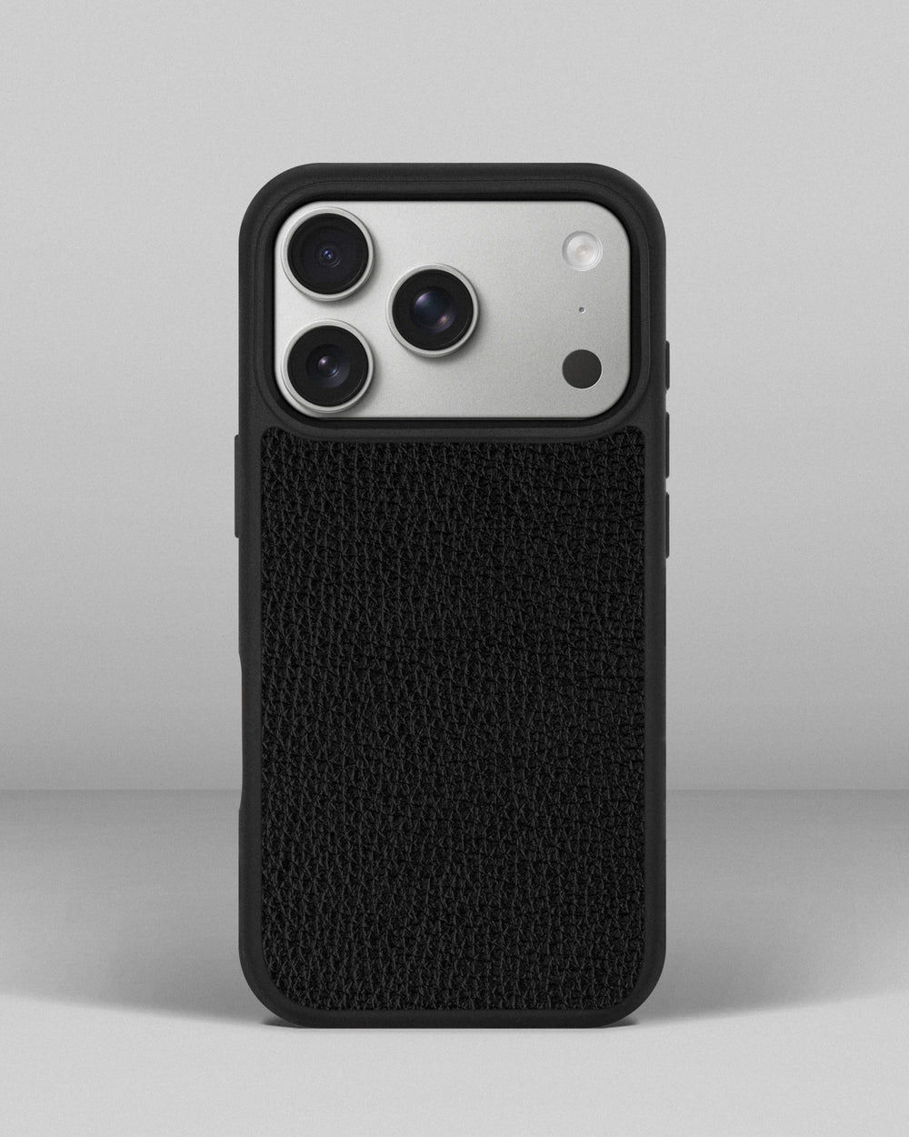 Black calfskin floater case for iPhone 17 Pro