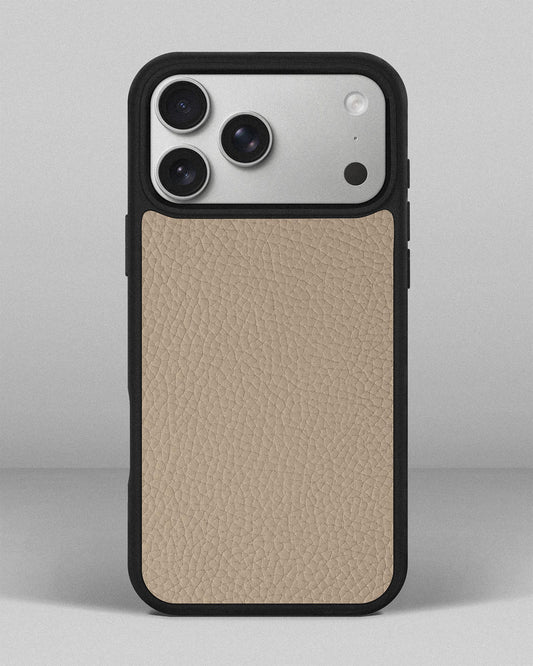 Beige calfskin floater case for iPhone 17 Pro Max