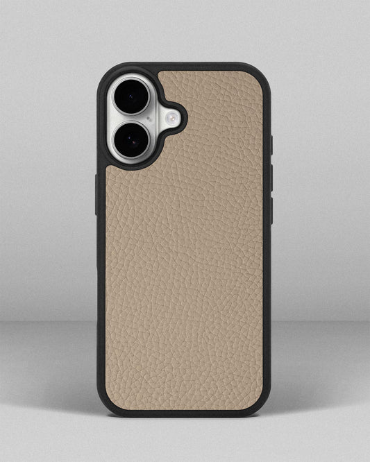 Beige calfskin floater case for iPhone 17