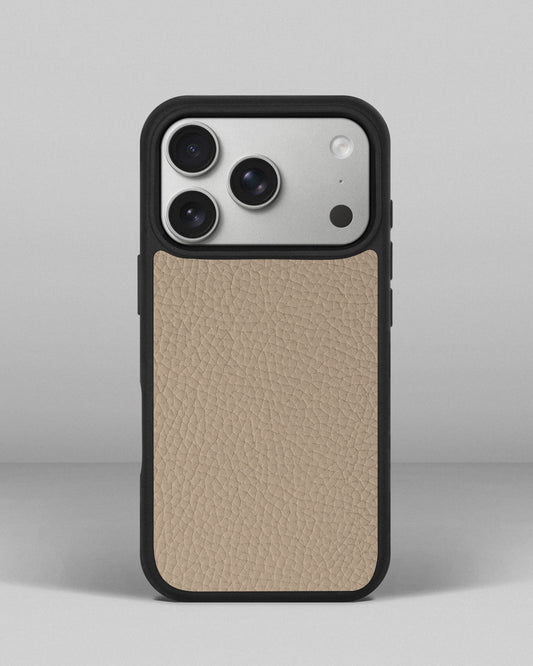 Beige calfskin floater case for iPhone 17 Pro