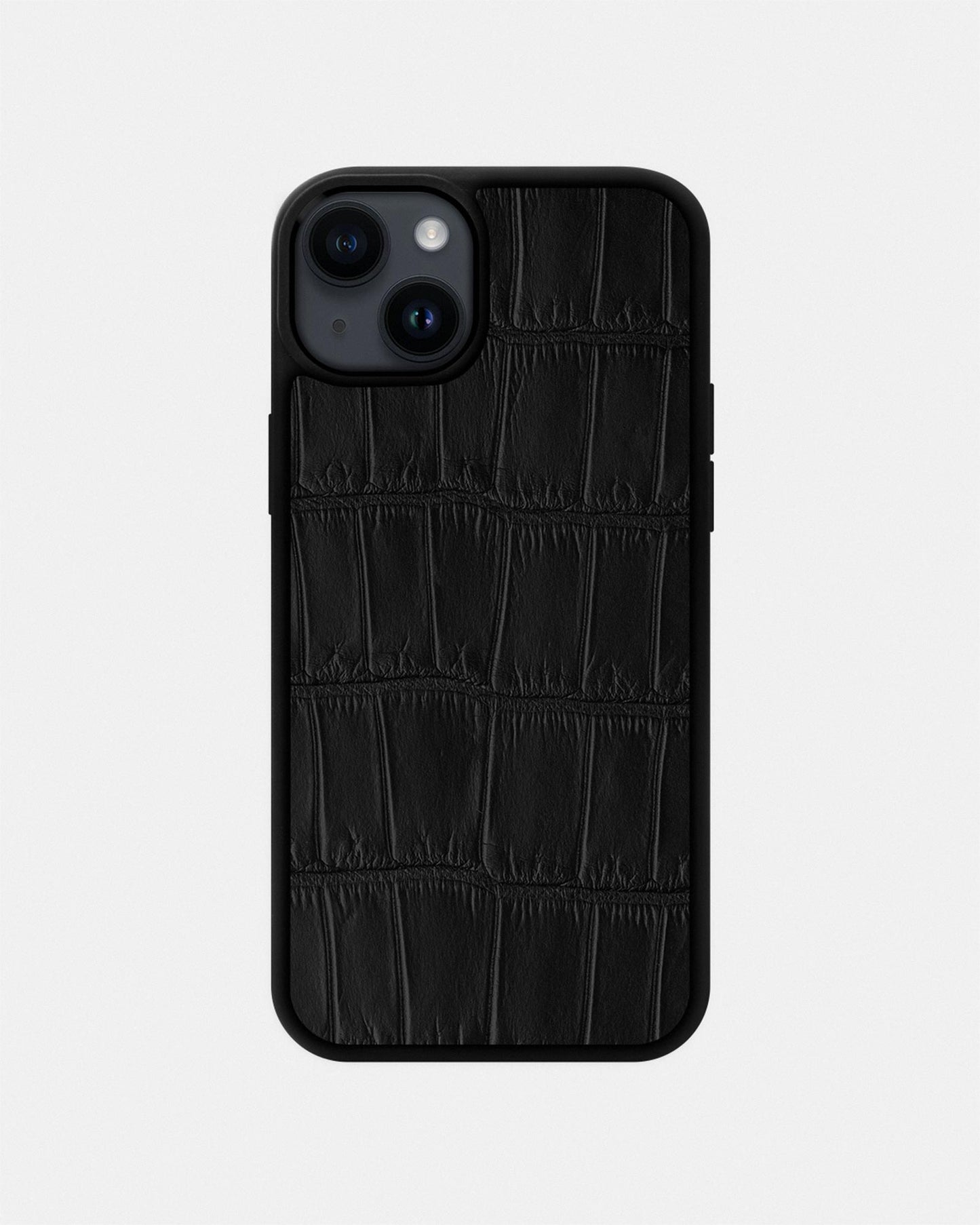 Чохол із чорної шкіри крокодила для iPhone 14