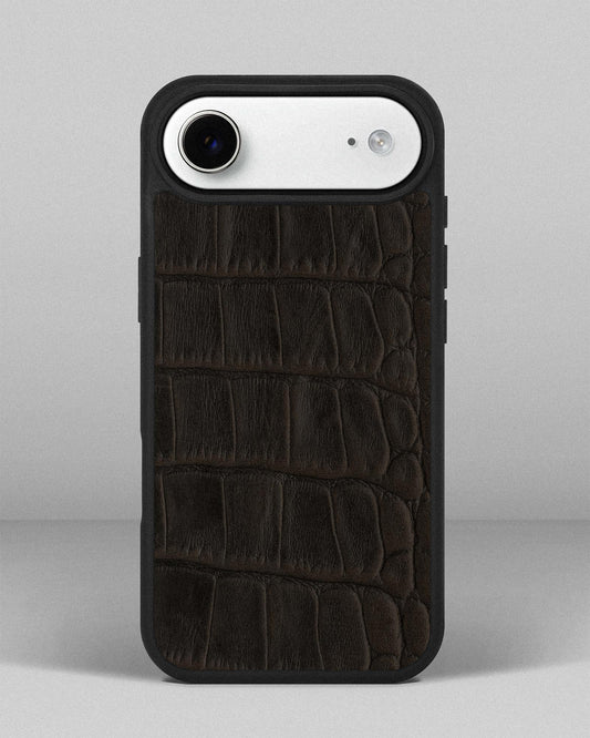 Dark brown crocodile embossed calfskin case for iPhone 17 Air