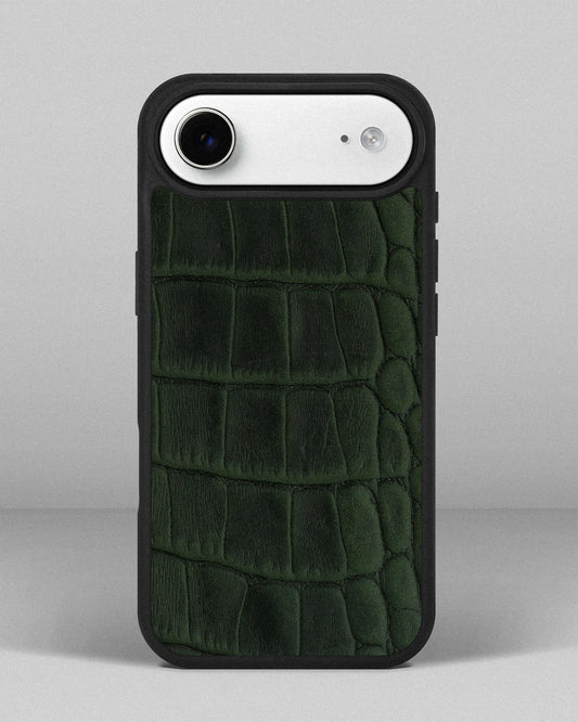 Dark green crocodile embossed calfskin case for iPhone 17 Air