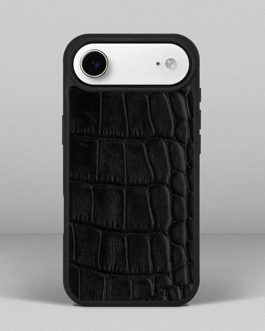Black crocodile embossed calfskin case for iPhone 17 Air