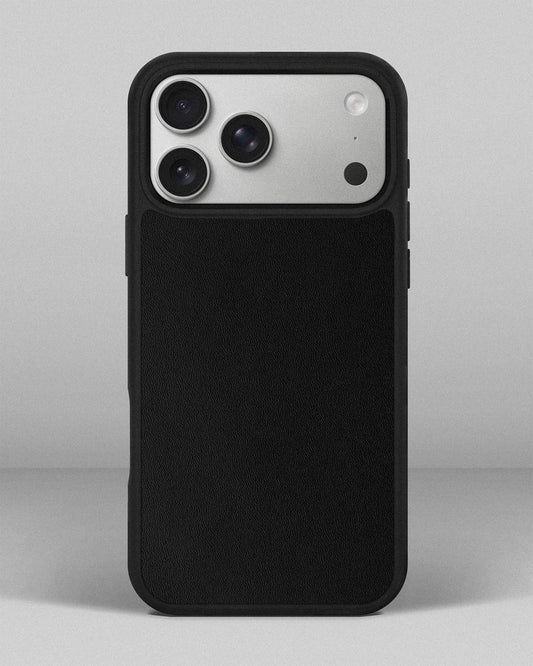 Чохол із чорної телячої шкіри для iPhone 17 Pro Max