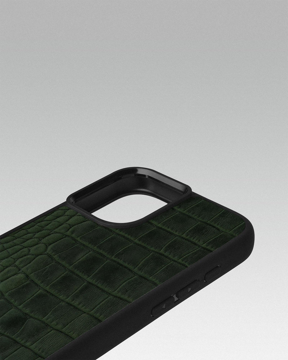 Dark green crocodile embossing calfskin case for iPhone 16