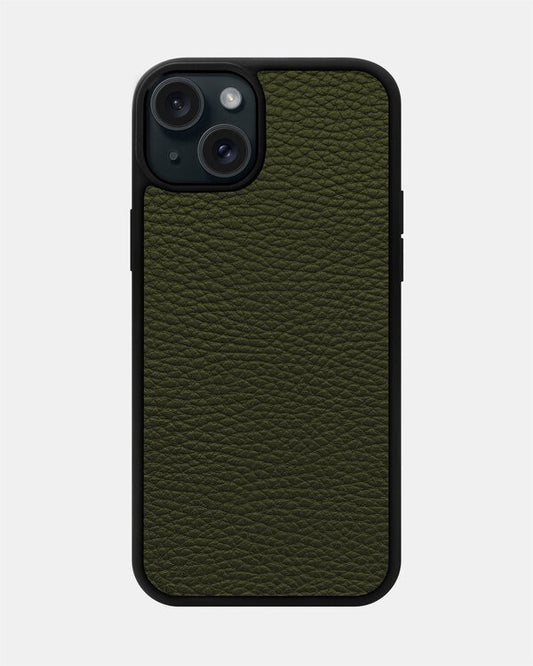 Чохол із зеленої телячої шкіри флотар для iPhone 15 Plus