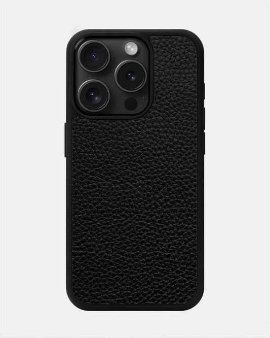 Чохол із чорної телячої шкіри флотар для iPhone 15 Pro Max