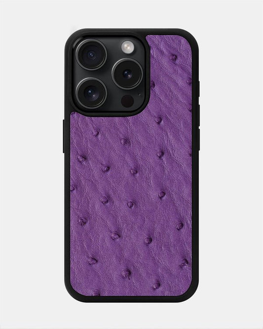 Чохол із фіолетової шкіри страуса з фолікулами для iPhone 15 Pro Max